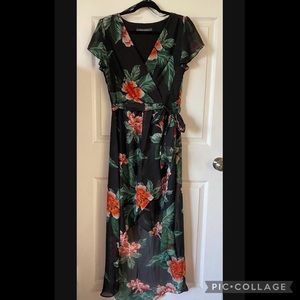 Julia Jordan Floral Print High-Low  Faux Wrap Dress